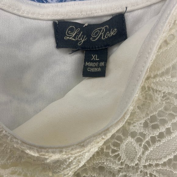 Lily Rose Lace Short Dress Size XL Ivory Cocktail Wedding Easter - Picture 5 of 5